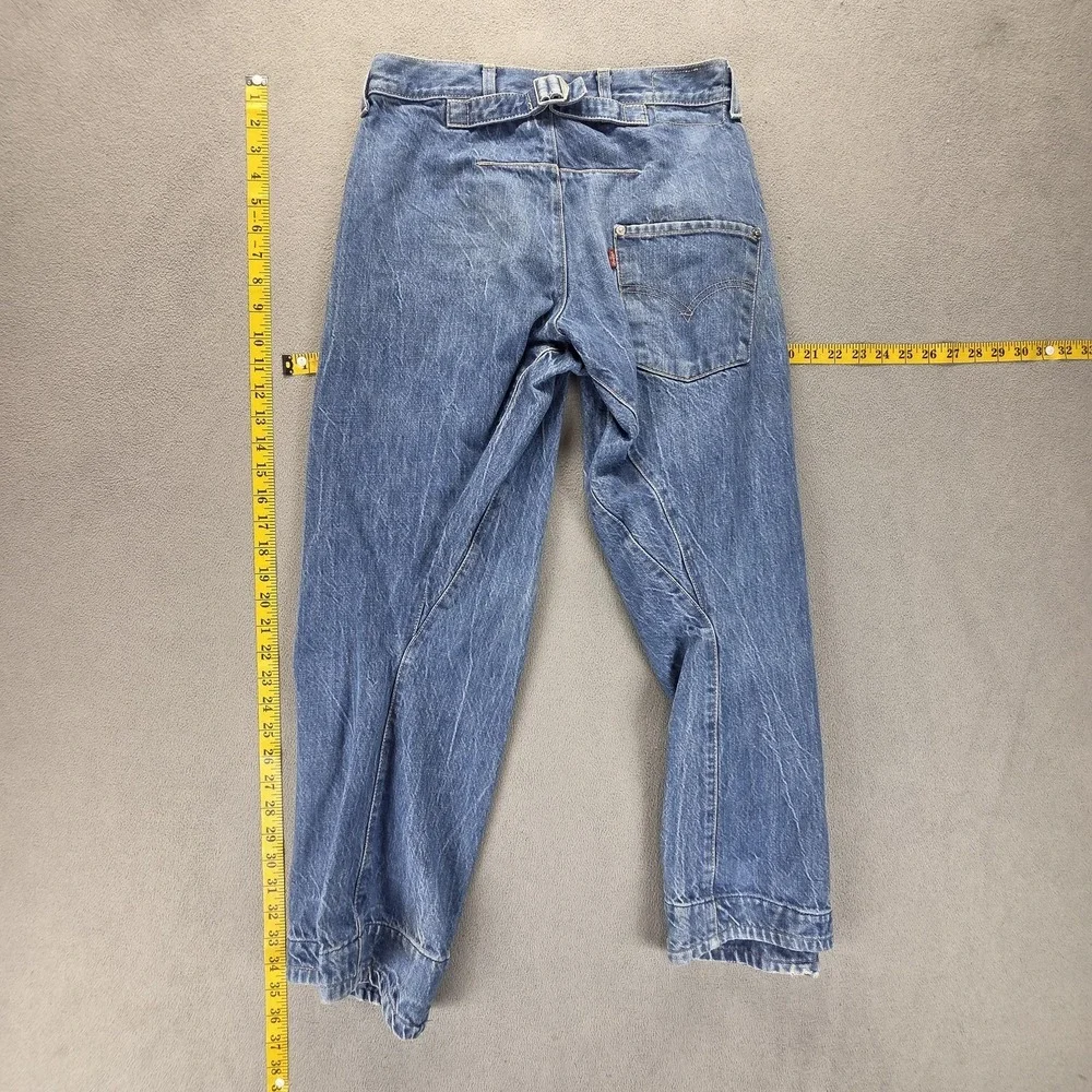 VTG Levis Engineered Jeans Mens Blue Twisted Buckle Back One Pocket Fits 28x28